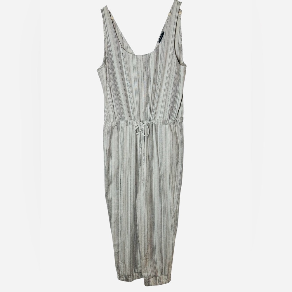Anthropologie DREW Boho Lagen Look Linen Blend Striped Jumpsuit Size L - Picture 12 of 14